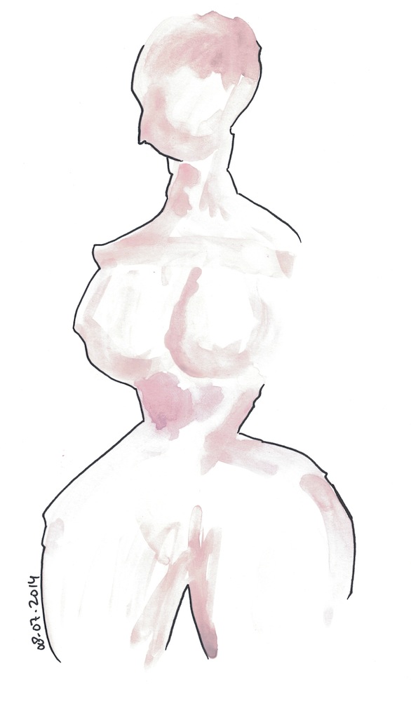 Water colour, peach, female. 2014.